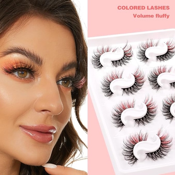 New 5D Fluffy Colored Eyelashes Natural Look 8 Pairs - Picture 6 of 6